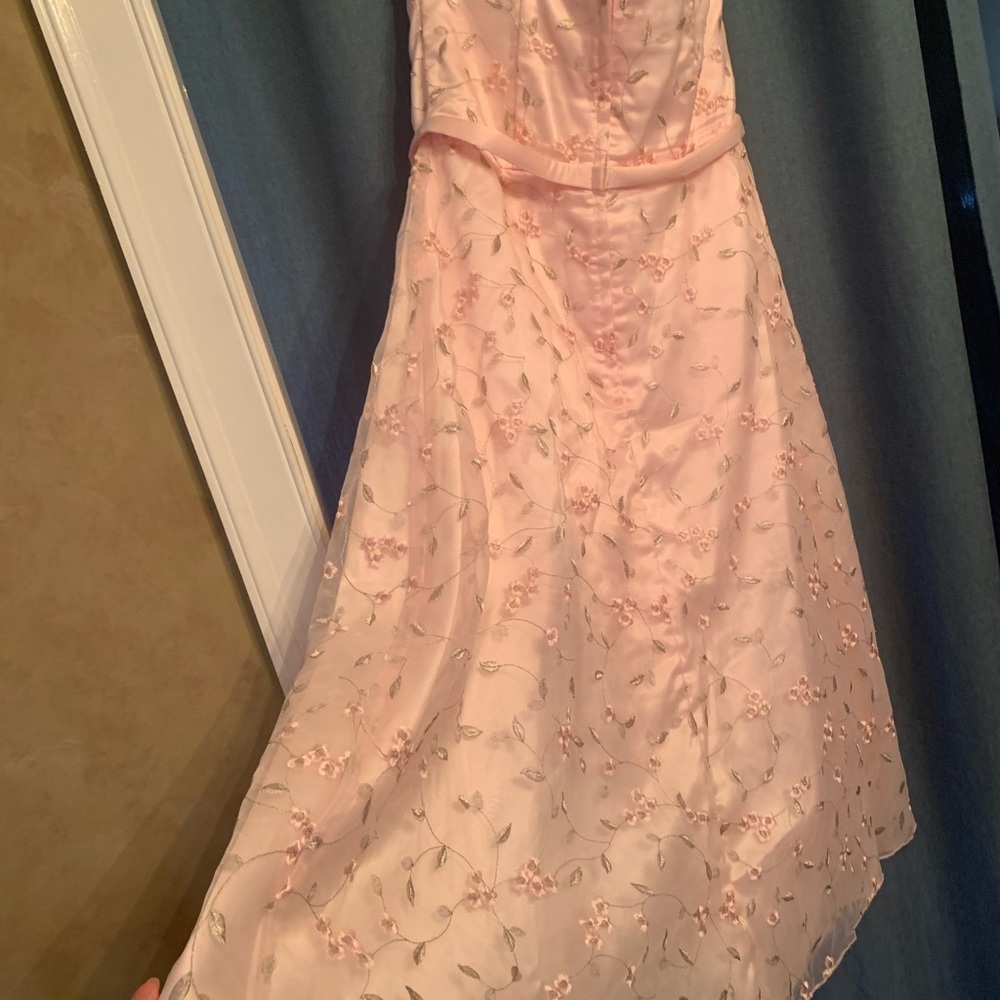 Vintage Jessica McClintock strapless tea length formal size 11/12. Gently warn.